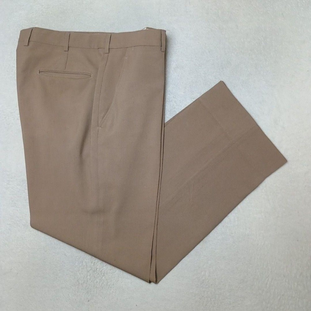 Brooks Brothers Pants Men 32x30 Beige Makers Flat Wool Dress Slacks Suit USA